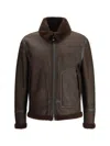 Valstar Coburn Aviator Jacket In Waxed Suede Shearling In Brown