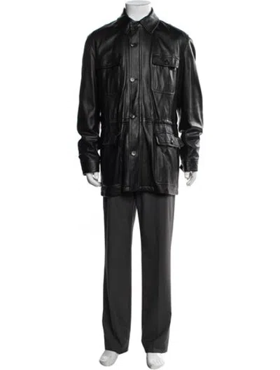 Pre-owned Valstar Leather Utility Jacket In Black