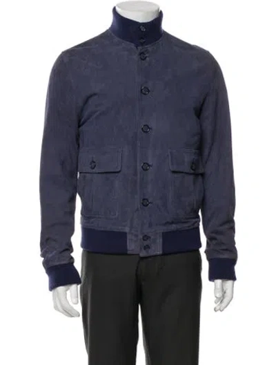 Pre-owned Valstar Leather Utility Jacket In Blue