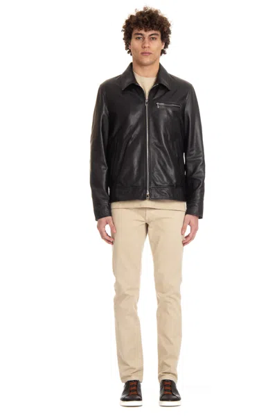 Valstar Nappa Leather Bomber Jacket In Multi