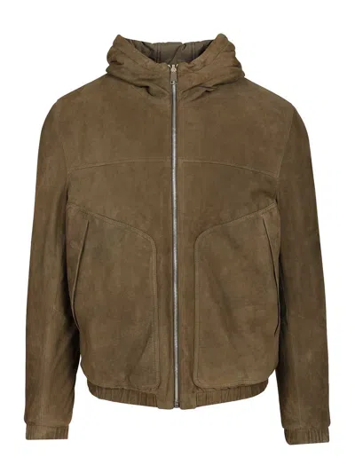 Valstar Reversible Coyle Padded Jkt Cappuccio Zip 100% Leather Jackets Green In Brown