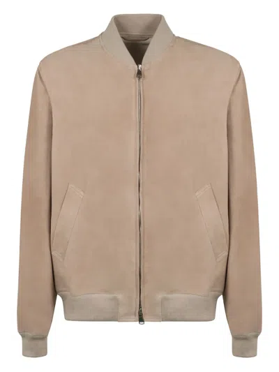Valstar Ribbed-trim Suede Jacket In Brown