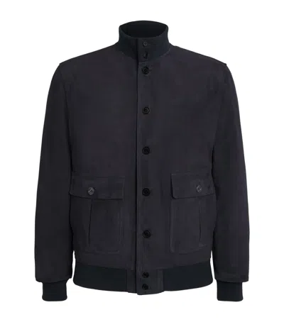 Valstar Suede Ino Bomber Jacket In Blue