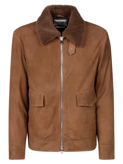 Valstar Shearling-trimmed Suede Down Jacket In Brown