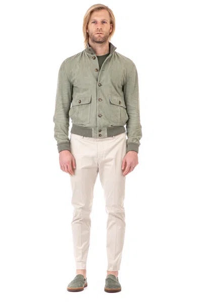 Valstar Supersoft Suede Bomber Jacket With Horn Buttons In Gray