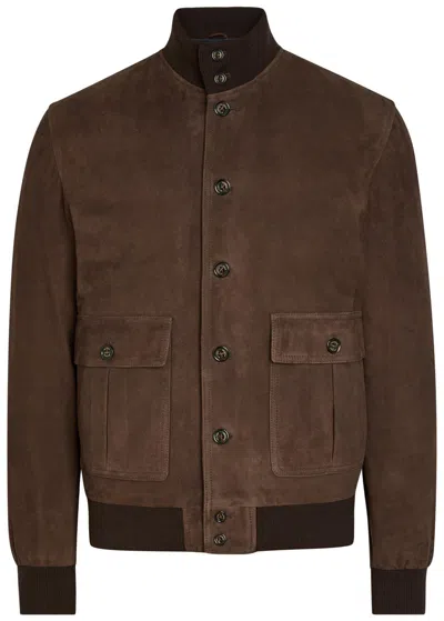 Valstar Ino Padded Suede Jacket In Dark Brown