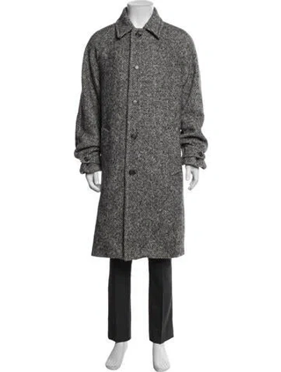Pre-owned Valstar Virgin Wool Tweed Pattern Coat In Grey