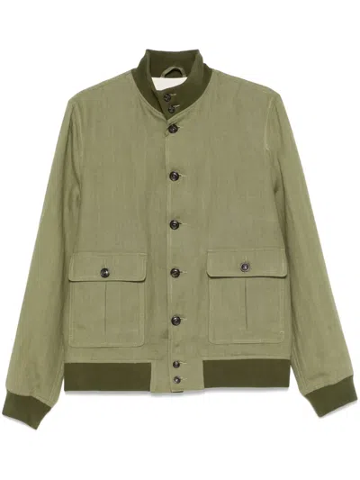 Valstar Ino Linen Bomber Jacket In Green