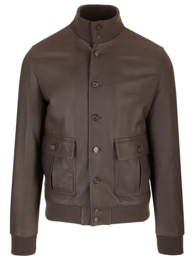 Valstar Ino Padded Leather Jacket In Brown