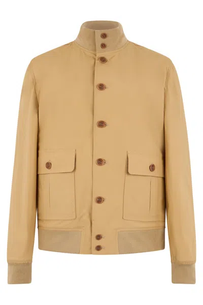Valstar -style Sand-toned Mini Pocket Button Jacket With Korean Collar In Orange