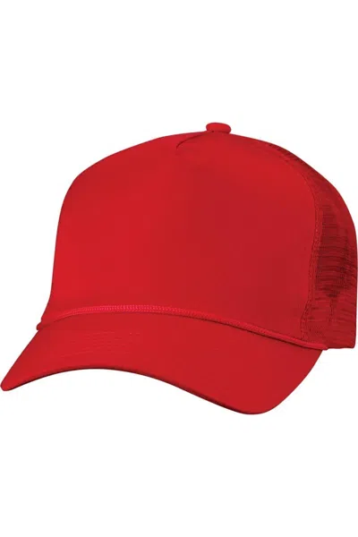 Valucap Five-panel Mesh-back Trucker Cap In Red