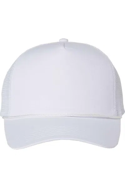 Valucap Five-panel Mesh-back Trucker Cap In White