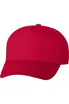 Valucap Five-panel Twill Cap In Red