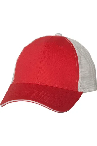 Valucap Sandwich Trucker Cap In Red