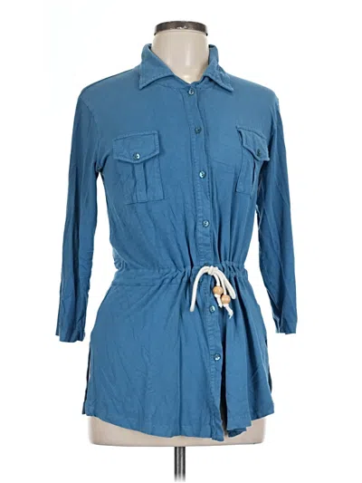 Pre-owned Vamp 3/4 Sleeve Button Down Shirt In Blue