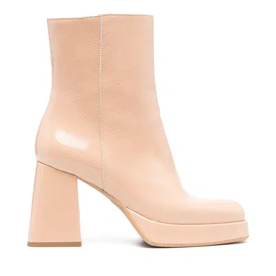 Vamsko Beige Dorit Patent Leather Platform Boots In Multi