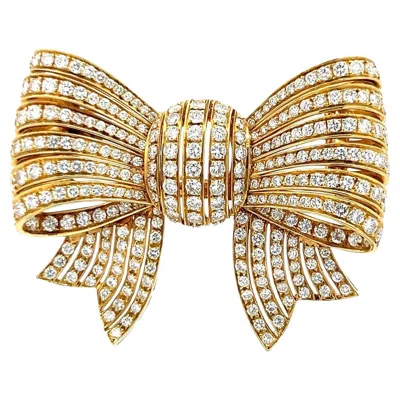 Pre-owned Van Cleef & Arpels 10.00 Carat Round Diamond 18k Yellow Gold Pin Brooch