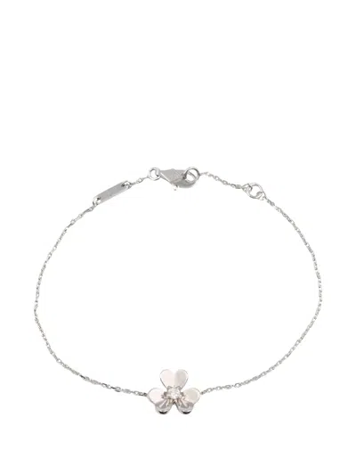 Pre-owned Van Cleef & Arpels 10s Frivole Flower Diamond Bracelet In Silver
