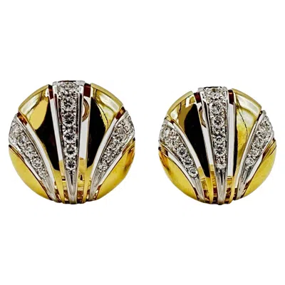 Pre-owned Van Cleef & Arpels 1.60 Carat Diamond And 18k Yellow Gold Button Earrings