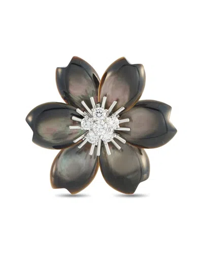 Pre-owned Van Cleef & Arpels 18k 0.48 Ct. Tw. Diamond & Mother Of Pearl Brooch  (authentic Pre-loved)