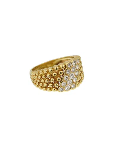 Pre-owned Van Cleef & Arpels 18k 0.51 Ct. Tw. Diamond Perlee Ring (authentic Pre-loved) In Gold