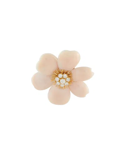 Van Cleef & Arpels 18k 1.54 Ct. Tw. Diamond & Coral Brooch (authentic Pre-  Loved)