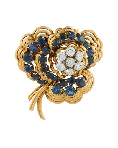 Van Cleef & Arpels 18k 4.00 Ct. Tw. Sapphire Brooch (authentic Pre-loved) In Gold
