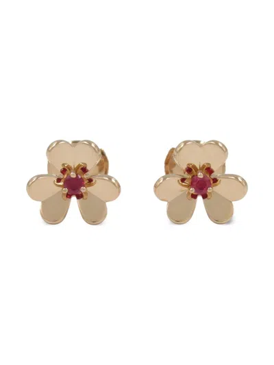 Pre-owned Van Cleef & Arpels 2010 18kt Rose Gold Frivole Ruby Earrings In Pink