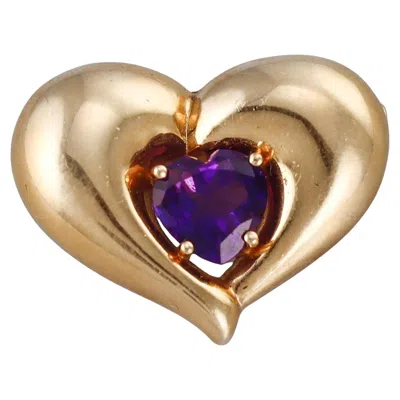 Pre-owned Van Cleef & Arpels 18k Gold Amethyst Heart Brooch In Purple