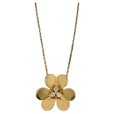 Pre-owned Van Cleef & Arpels 18k Gold Diamond Frivole Pendant Necklace And Brooch In Multi