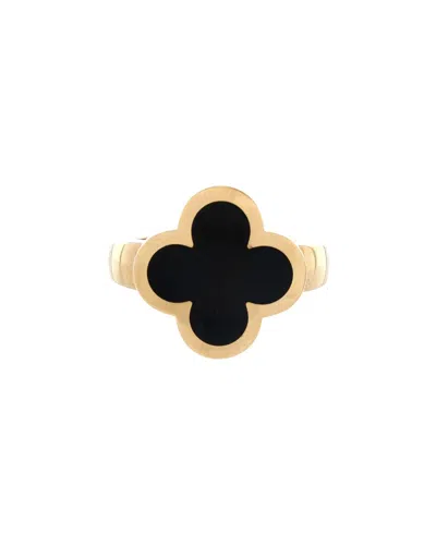 Van Cleef & Arpels 18k Gold Pure Alhambra Ring 18k Yellow Gold And Onyx  (authentic Pre-loved)