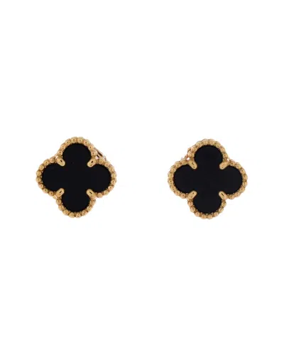 Van Cleef & Arpels 18k Gold Sweet Alhambra Stud Earrings 18k Yellow Gold And  Onyx (authentic Pre-lo In Black
