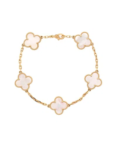 Pre-owned Van Cleef & Arpels 18k Gold Vintage Alhambra 5 Motifs Bracelet 18k Yellow Gold  And Mother Of Pearl