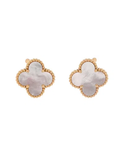 Van Cleef & Arpels 18k Gold Vintage Alhambra Earrings 18k Yellow Gold And  Mother Of Pearl (authenti In Multi