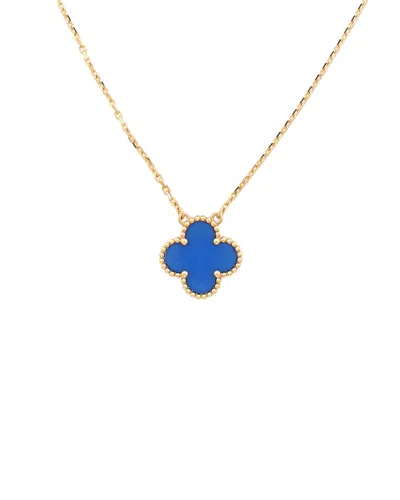 Van Cleef & Arpels 18k Gold Vintage Alhambra Pendant Necklace 18k Yellow Gold  And Agate (authentic  In Blue