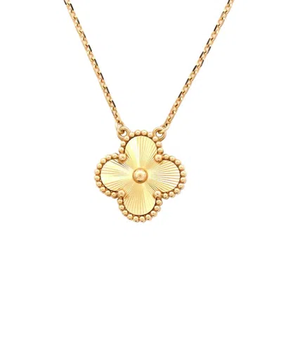 Pre-owned Van Cleef & Arpels 18k Gold Vintage Alhambra Pendant Necklace Guilloche 18k  Yellow Gold (authentic
