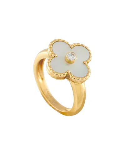 Van Cleef & Arpels 18k Mother Of Pearl Ring (authentic Pre-loved) In Gold