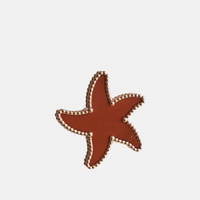 Pre-owned Van Cleef & Arpels 18k Rose Gold And Jasper Lucky Summer Starfish Clip