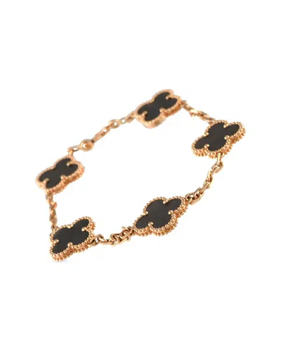 Van Cleef & Arpels 18k Rose Gold Obsidian Bracelet (authentic Pre-loved)