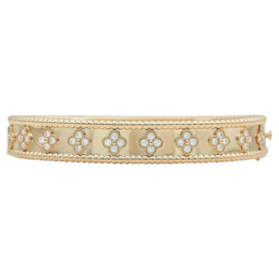 Pre-owned Van Cleef & Arpels 18k Rose Gold Perl�e Clovers Bracelet, Size Large In Red