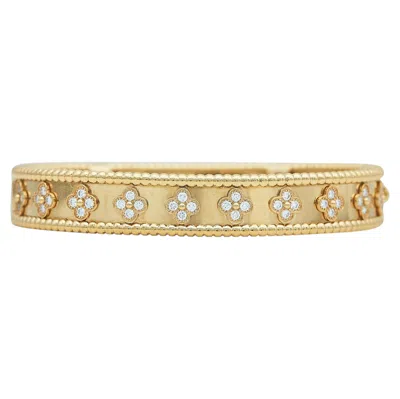 Pre-owned Van Cleef & Arpels 18k Rose Gold Perl�e Clovers Bracelet, Size Large In Red