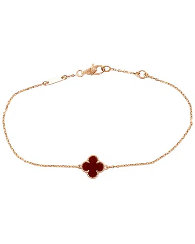 Pre-owned Van Cleef & Arpels 18k Rose Gold Sweet Alhambra Carnelian Bracelet (authentic Pre-loved)