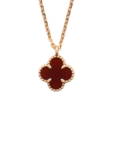 Van Cleef & Arpels 18k Rose Gold Sweet Alhambra Pendant Necklace 18k Rose Gold  And Carnelian (authe