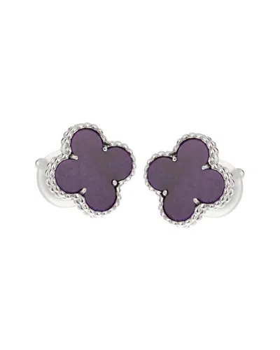 Pre-owned Van Cleef & Arpels 18k Sugilite Alhambra Sugil Clip-on Earrings (authentic Pre-loved)