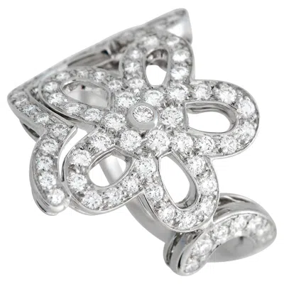 Pre-owned Van Cleef & Arpels 18k White Gold 0.85ct Diamond Flower Lace Cocktail Ring