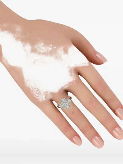 Pre-owned Van Cleef & Arpels 18k White Gold Alhambra Diamond Ring In Silver