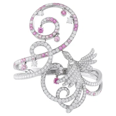 Pre-owned Van Cleef & Arpels 18k White Gold Diamond & Pink Sapphire Bracelet