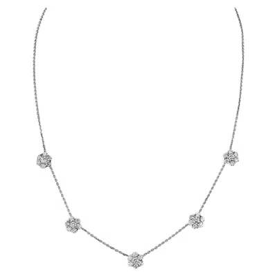 Pre-owned Van Cleef & Arpels 18k White Gold Diamond Cluster "fleurette" Station Necklace