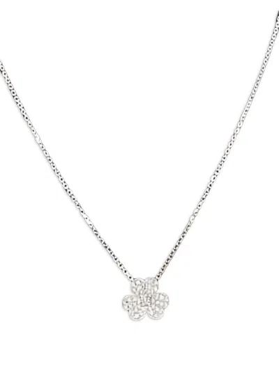 Pre-owned Van Cleef & Arpels 18k White Gold Flower Diamond Necklace In Silver