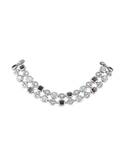 Pre-owned Van Cleef & Arpels 18k White Gold Mother Of Pearl Necklace In Silver